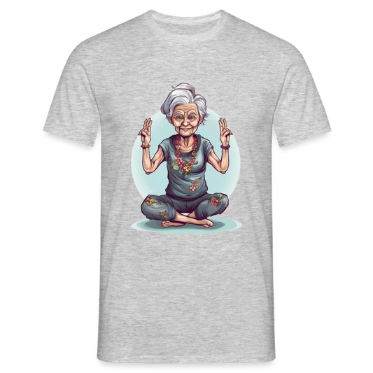 Coole Yoga Oma - Meditation im besten Alter  - Männer T-Shirt - Grau meliert