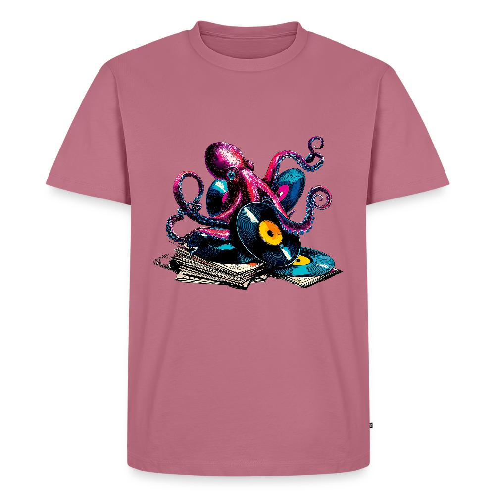 DJ Oktopus – Wenn Tiefsee auf Vinyl trifft - Männer Premium Bio T-Shirt - Mauve