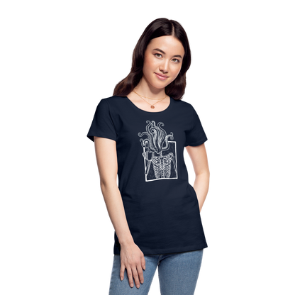 Kaffee trinkendes Skelett mit Tentakel Kopf - Frauen Premium T-Shirt - by Artful Alchemist