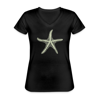Vintage Seestern Motiv (hellgrün) - Klassisches Frauen-T-Shirt mit V-AusschnittR - by Artful Alchemist