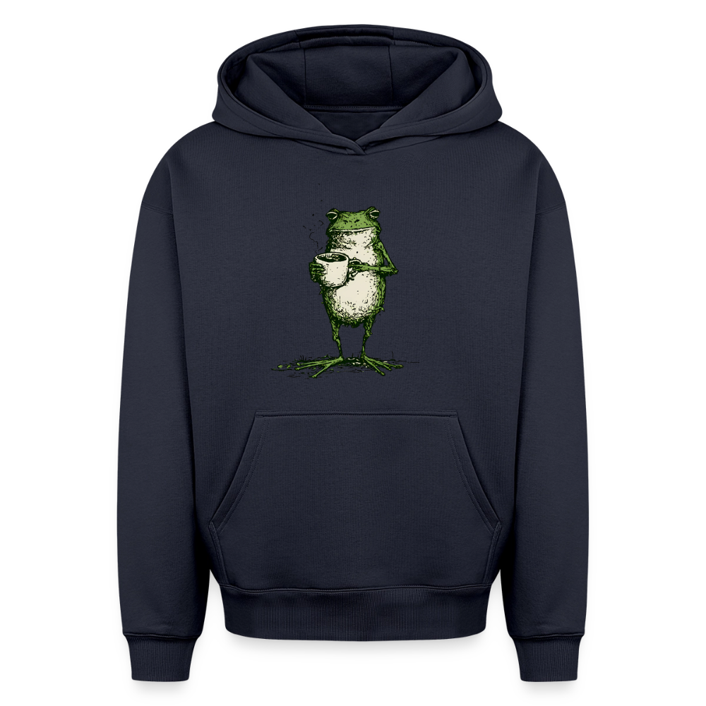 Coffee Frog – Oversized Heavyweight Unisex Hoodie - Navy