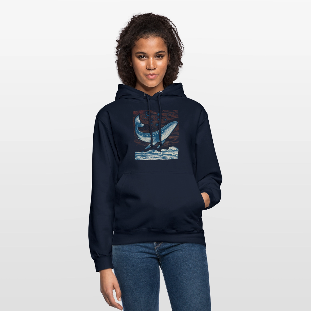 Kosmischer Wal – Retro Ocean Art - Unisex Hoodie - Navy