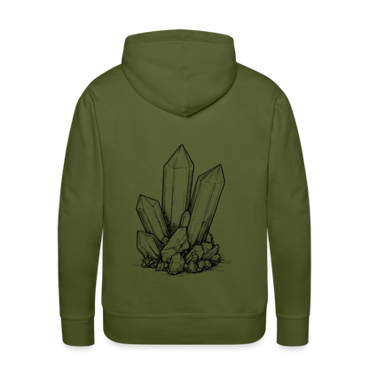 Berbau, Schlägel und Eisen, Bergkristall auf dem Rücken - Männer Premium Hoodie - by Artful Alchemist