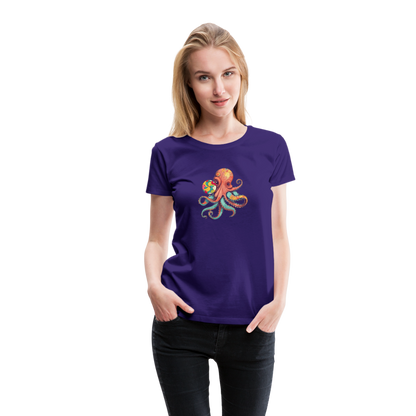 Lustiger Comic Oktopus mit Lollipop - Frauen Premium T-Shirts - by Artful Alchemist