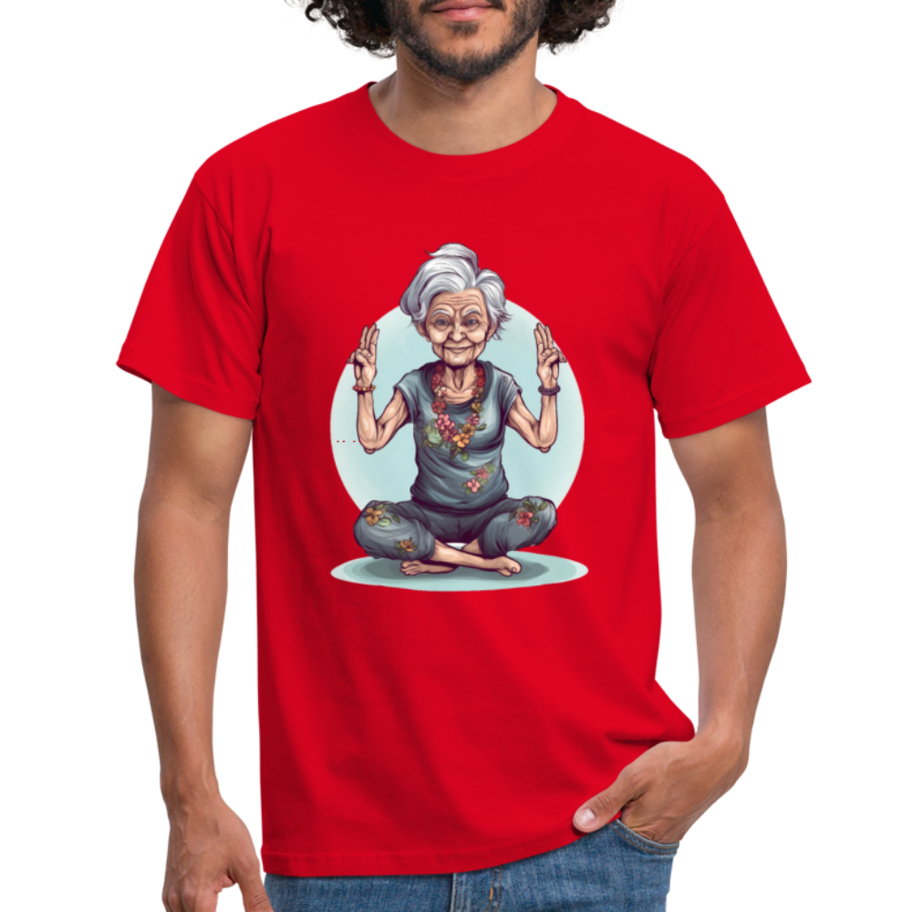 Coole Yoga Oma - Meditation im besten Alter  - Männer T-Shirt - Rot