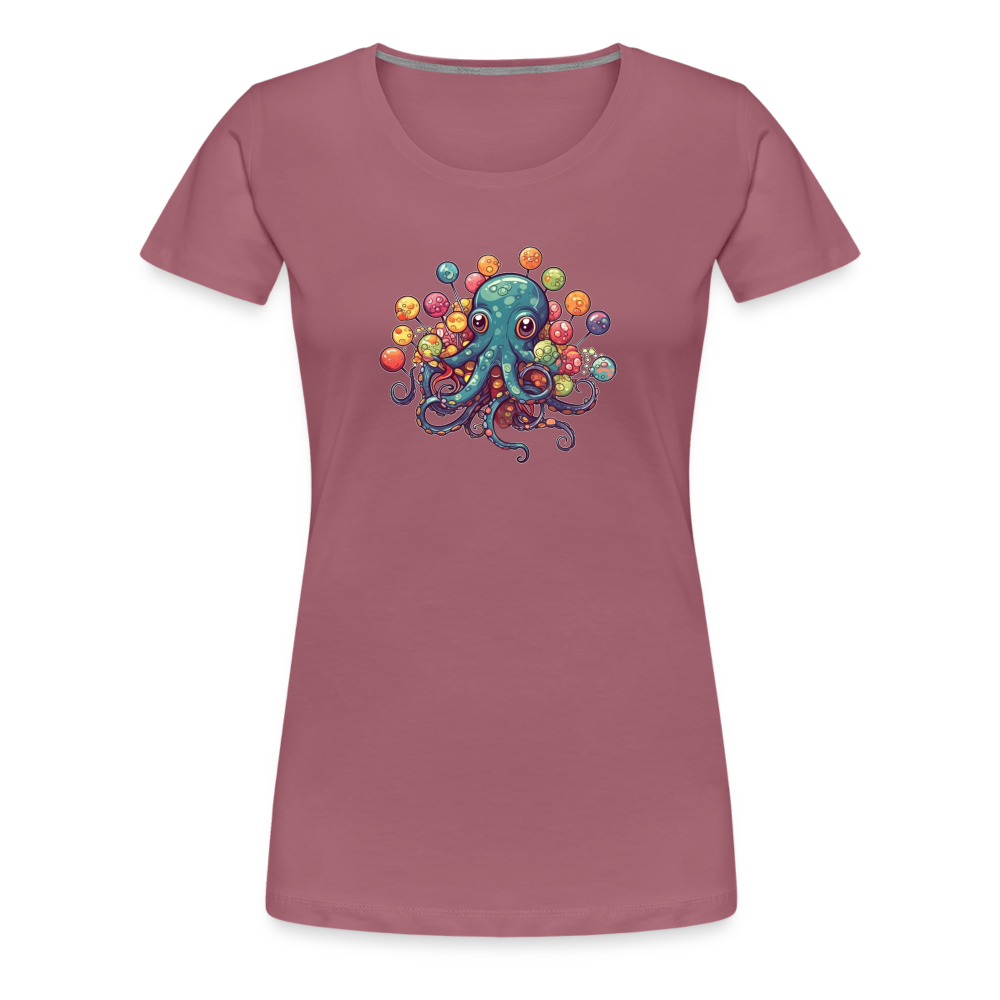 Lustiger Comic Oktopus mit Lollipops - Frauen Premium T-Shirts - Malve