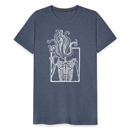 Kaffee trinkendes Skelett mit Tentakel Kopf - Männer Premium T-Shirt - by Artful Alchemist