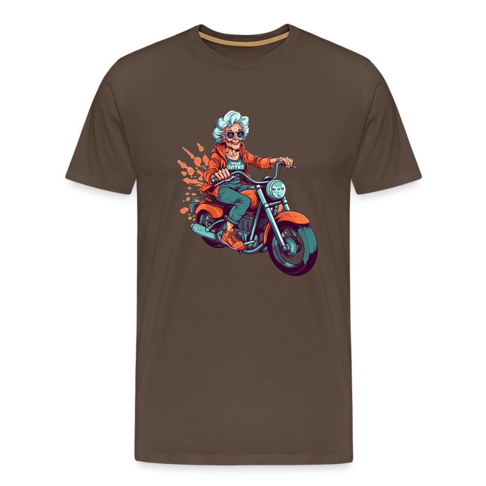 Coole alte Biker Oma - Motorrad Omi  - Männer T-Shirt - Edelbraun