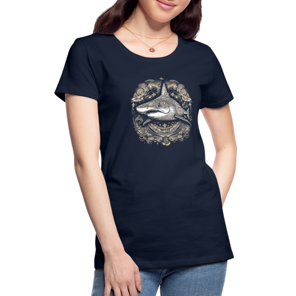 Cooler Hai mit Boho/Tribal Mustern - Frauen Premium T-Shirts - Navy