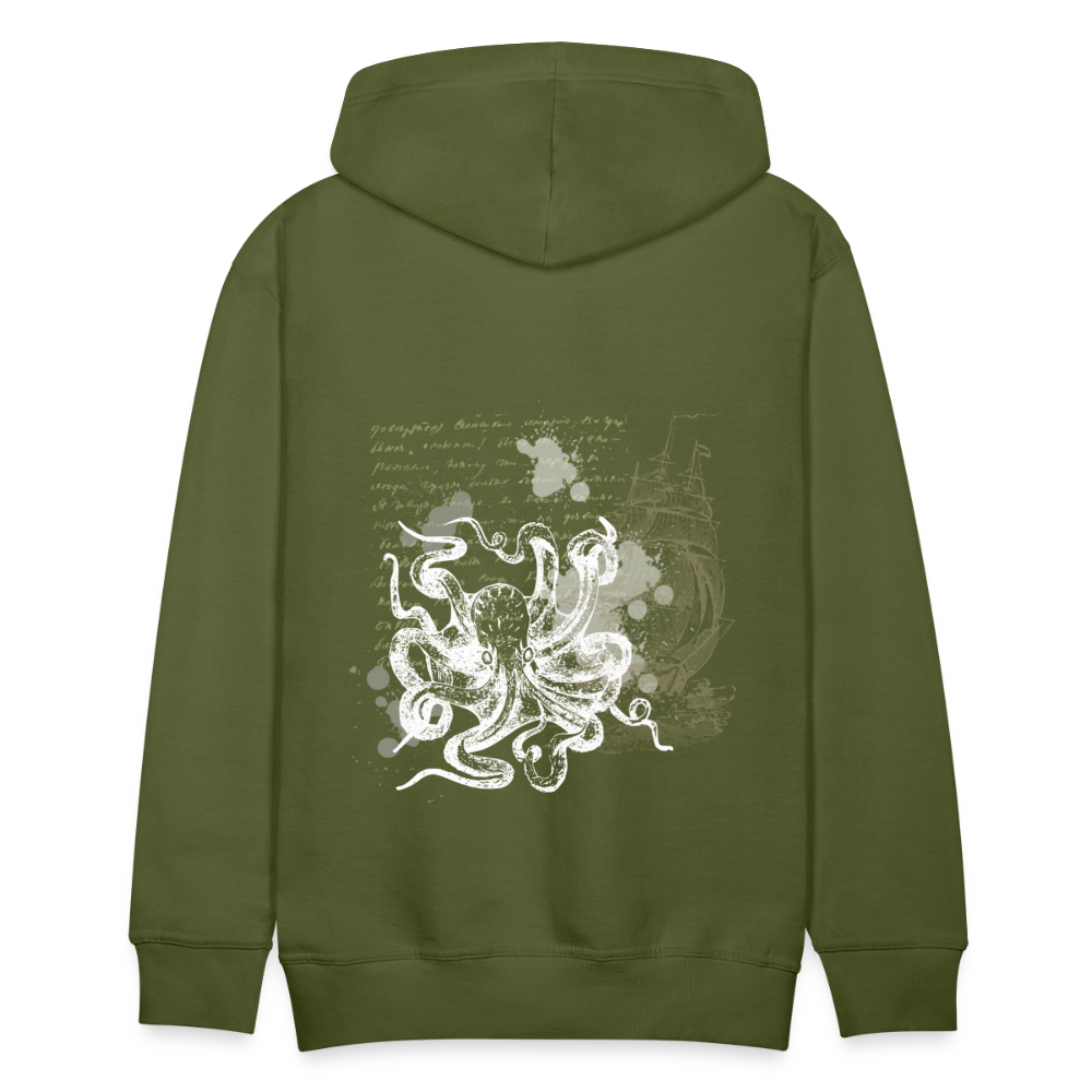 Vintage Steampunk Oktopus Motiv - Männer Premium Hoodie - Olivgrün