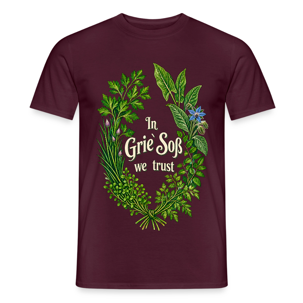 In Grie` Soß we trust - Männer T-Shirt - Ziegelrot