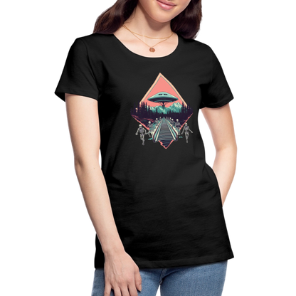 Retro UFO 80er Jahre Motiv - Frauen Premium T-Shirt - by Artful Alchemist