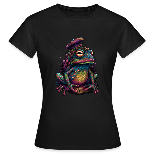 Trippy Pilz Frosch - Psychedelisches Motiv - Frauen T-Shirt - Schwarz