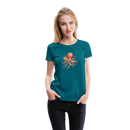Lustiger Comic Oktopus mit Lollipop - Frauen Premium T-Shirts - by Artful Alchemist
