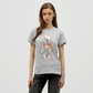 Skelett mit zarten Blumen im Boho Look - Frauen T-Shirt - Grau meliert