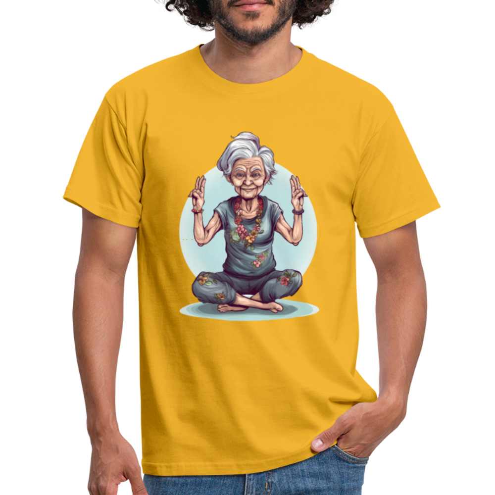 Coole Yoga Oma - Meditation im besten Alter  - Männer T-Shirt - Gelb