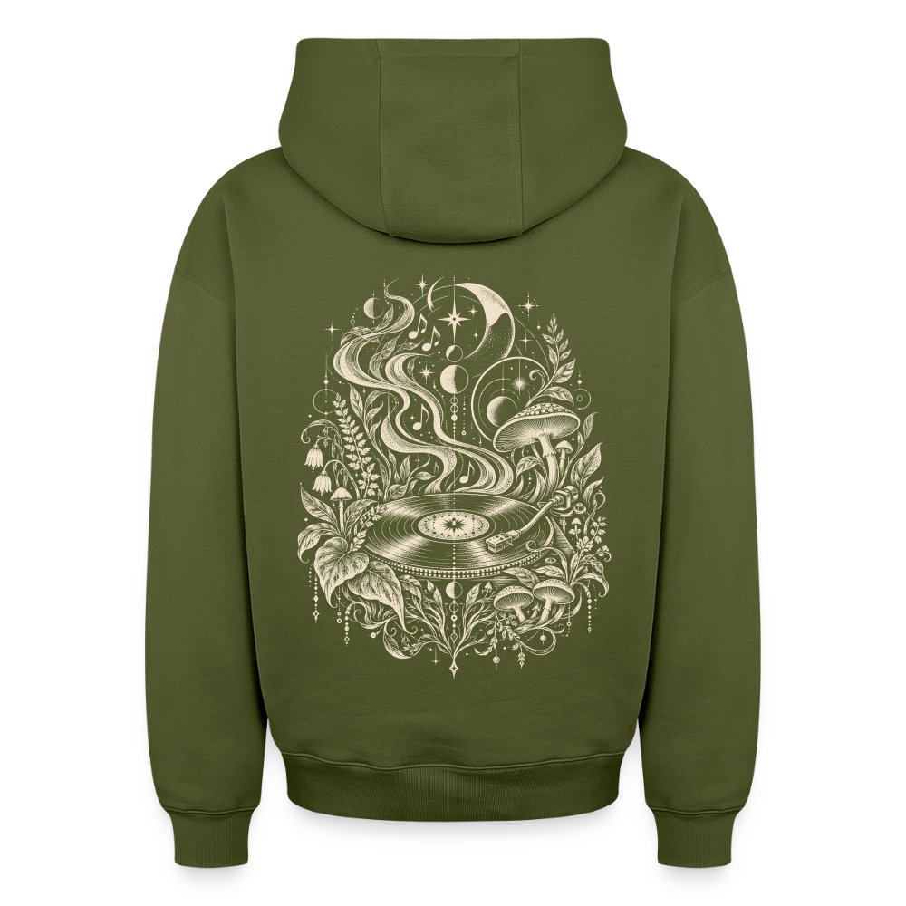 Moonlight Vinyl – Oversized Heavyweight Unisex Hoodie - Khaki