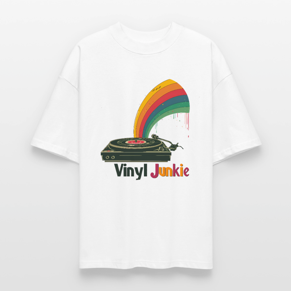 Vinyl Junkie Rainbow - Stanley/Stella Oversized Unisex Bio T-Shirt Blaster 2.0 - by Artful Alchemist