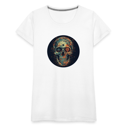 Retro Futuristischer Totenkopf Skull Cyborg- Frauen Premium T-Shirt - by Artful Alchemist