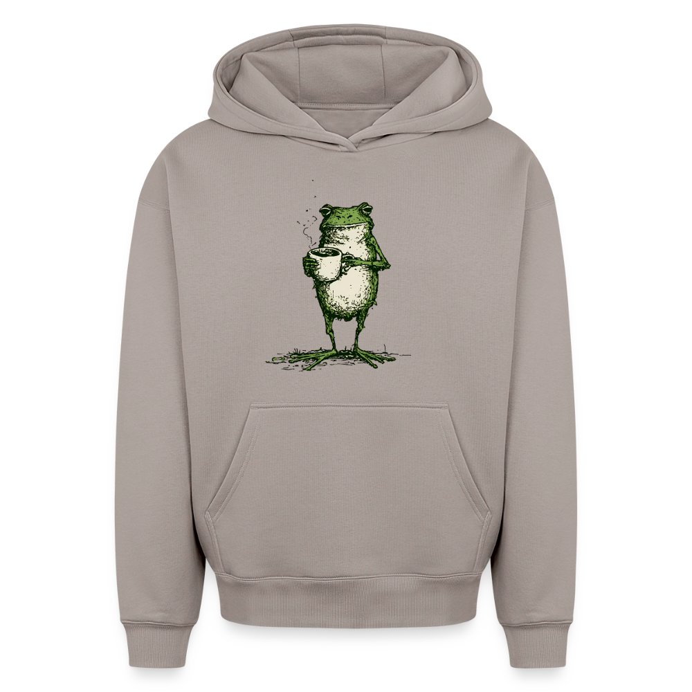 Coffee Frog – Oversized Heavyweight Unisex Hoodie - Taupe