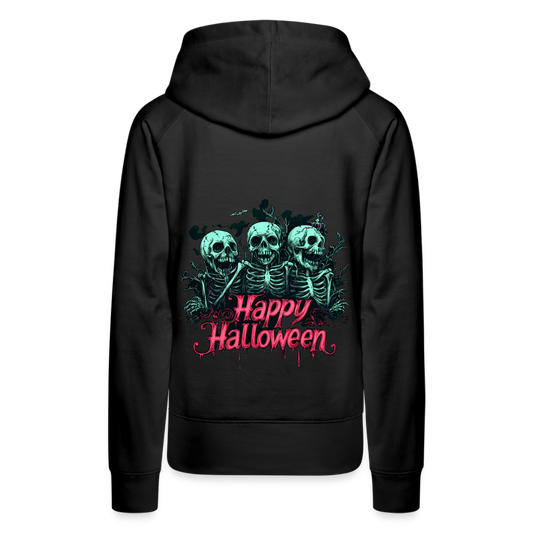 Gruselige Skelette, pink "Happy Halloween" - Frauen Premium Hoodie - Schwarz