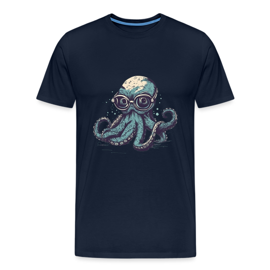 Nerdy Comic Oktopus mit Brille - Männer Premium T-Shirts - Navy