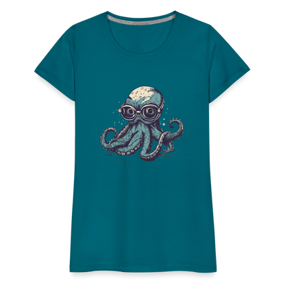 Nerdy Comic Oktopus mit Brille - Frauen Premium T-Shirts - by Artful Alchemist