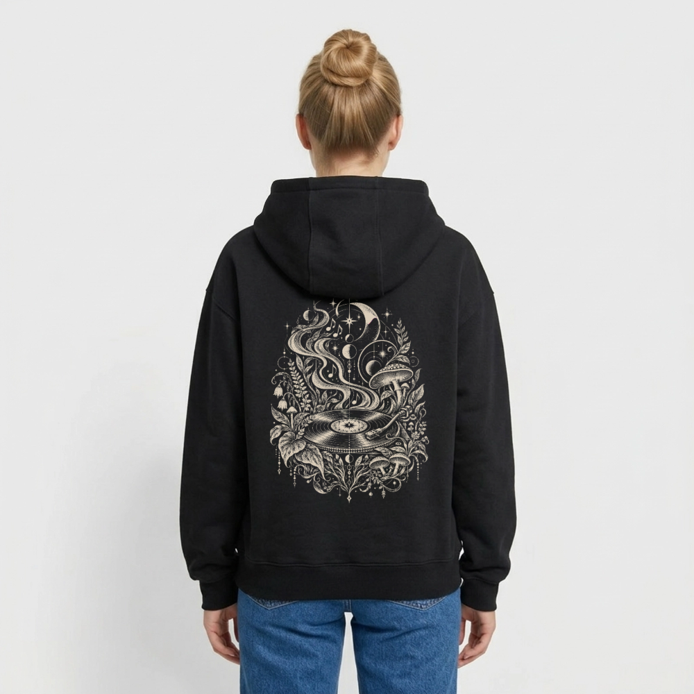 Moonlight Vinyl – Oversized Heavyweight Unisex Hoodie - Schwarz