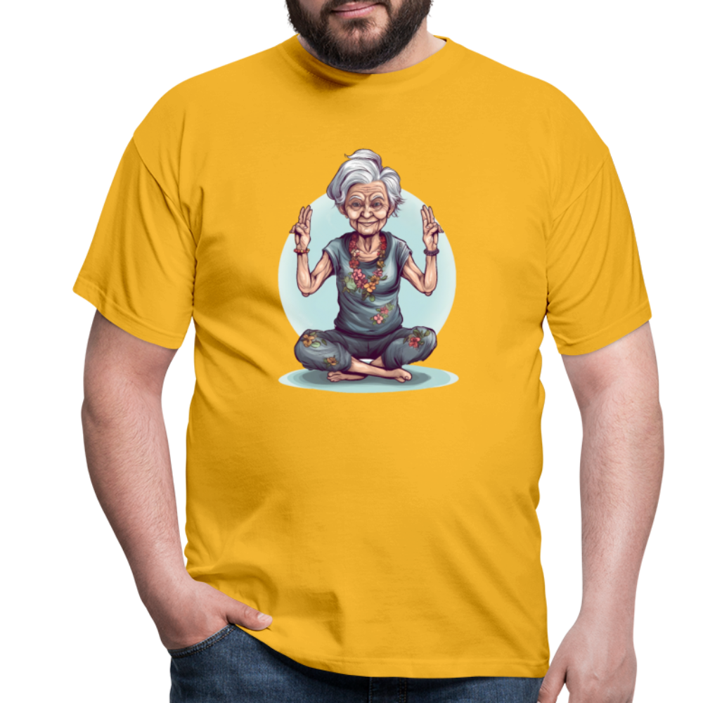 Coole Yoga Oma - Meditation im besten Alter  - Männer T-Shirt - Gelb