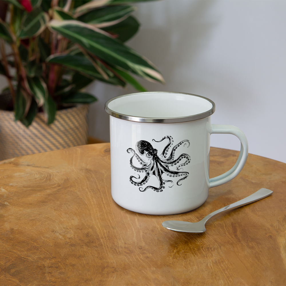 Cooler Oktopus Kraken - Emaille-Tasse - Weiß