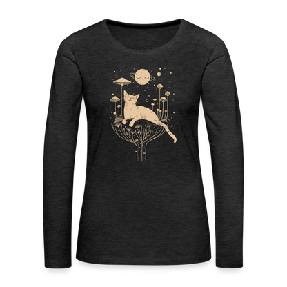 Surreales Katzen Motiv im Kosmos - Frauen Premium Langarmshirt - by Artful Alchemist