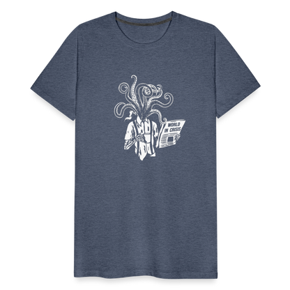 Kaffee trinkendes Skelett mit Tentakeln, Zeitung - Männer Premium T-Shirt - by Artful Alchemist