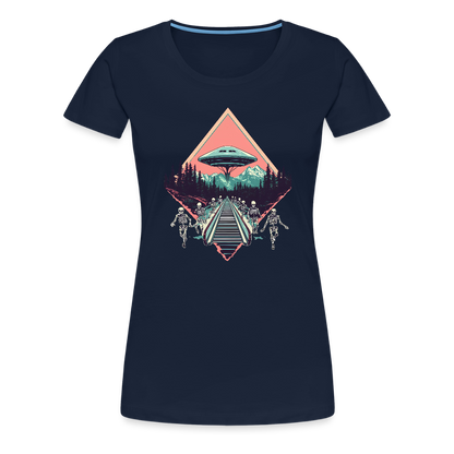 Retro UFO 80er Jahre Motiv - Frauen Premium T-Shirt - by Artful Alchemist