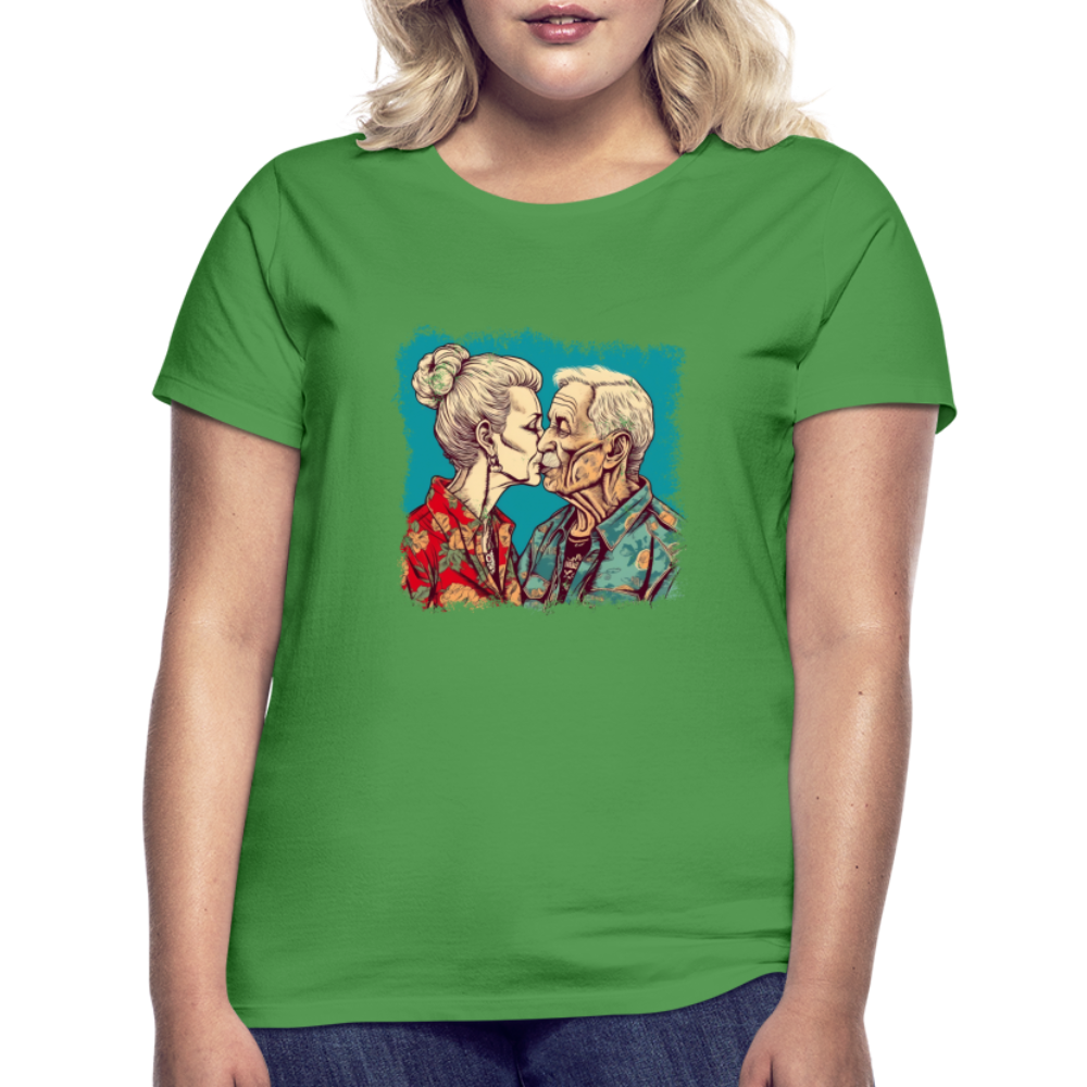 Küssendes Best Ager Pärchen mit Hawaiihemden  - Frauen T-Shirt - Kelly Green