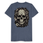 Boho Totenkopf mit Tattoos und Blumen - Männer Premium T-Shirt - Blau meliert