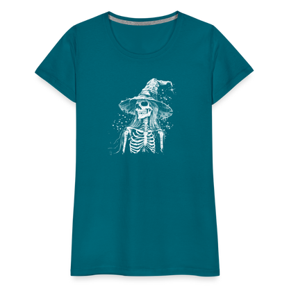 Düstere Skelett Hexe mit Hexenhut - Frauen Premium T-Shirt - by Artful Alchemist