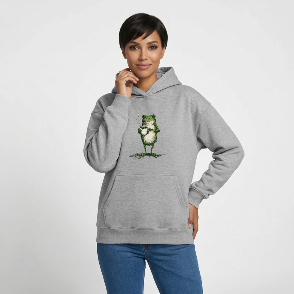 Coffee Frog – Oversized Heavyweight Unisex Hoodie - Grau meliert