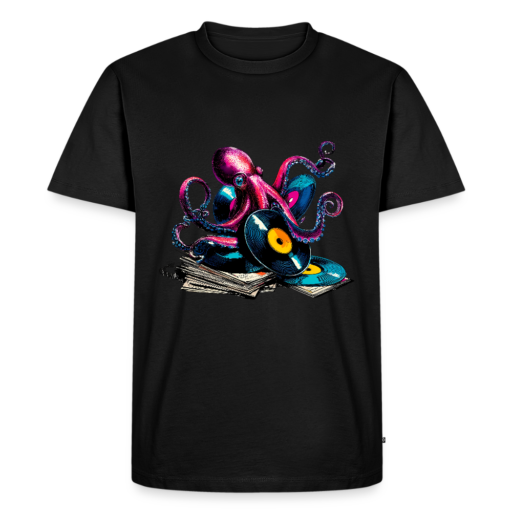 DJ Oktopus – Wenn Tiefsee auf Vinyl trifft - Männer Premium Bio T-Shirt - Schwarz