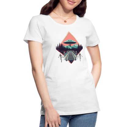 Retro UFO 80er Jahre Motiv - Frauen Premium T-Shirt - by Artful Alchemist