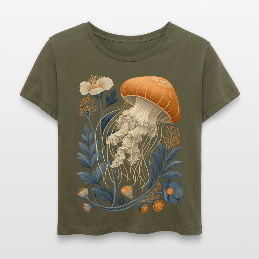 Floral Jellyfish - Stanley/Stella Relaxed Rundhals Frauen Bio-T-Shirt SERENA - Khaki