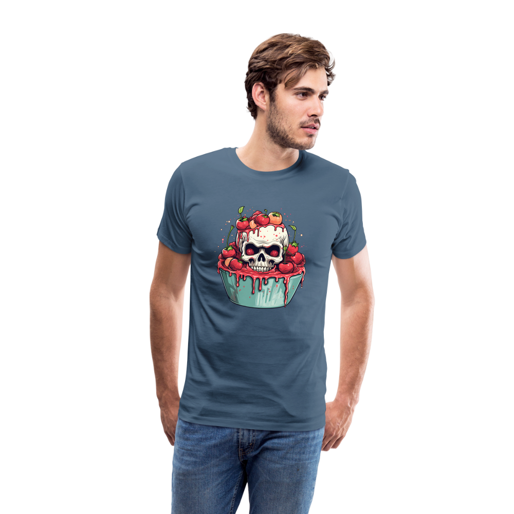 Gruseliges Horror Kirschtörtchen - Happy Halloween - Männer Premium T-Shirt - Blaugrau