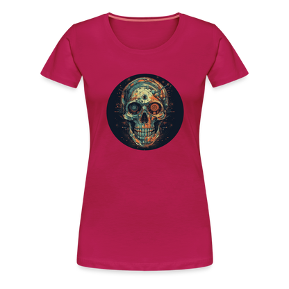 Retro Futuristischer Totenkopf Skull Cyborg- Frauen Premium T-Shirt - by Artful Alchemist