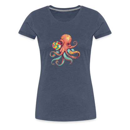 Lustiger Comic Oktopus mit Lollipop - Frauen Premium T-Shirts - by Artful Alchemist