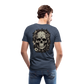 Boho Totenkopf mit Tattoos und Blumen - Männer Premium T-Shirt - Blau meliert