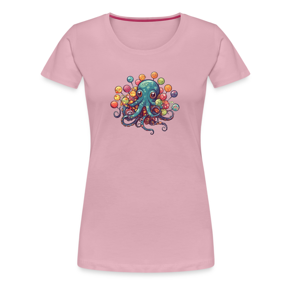 Lustiger Comic Oktopus mit Lollipops - Frauen Premium T-Shirts - Hellrosa