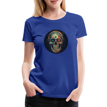 Retro Futuristischer Totenkopf Skull Cyborg- Frauen Premium T-Shirt - by Artful Alchemist