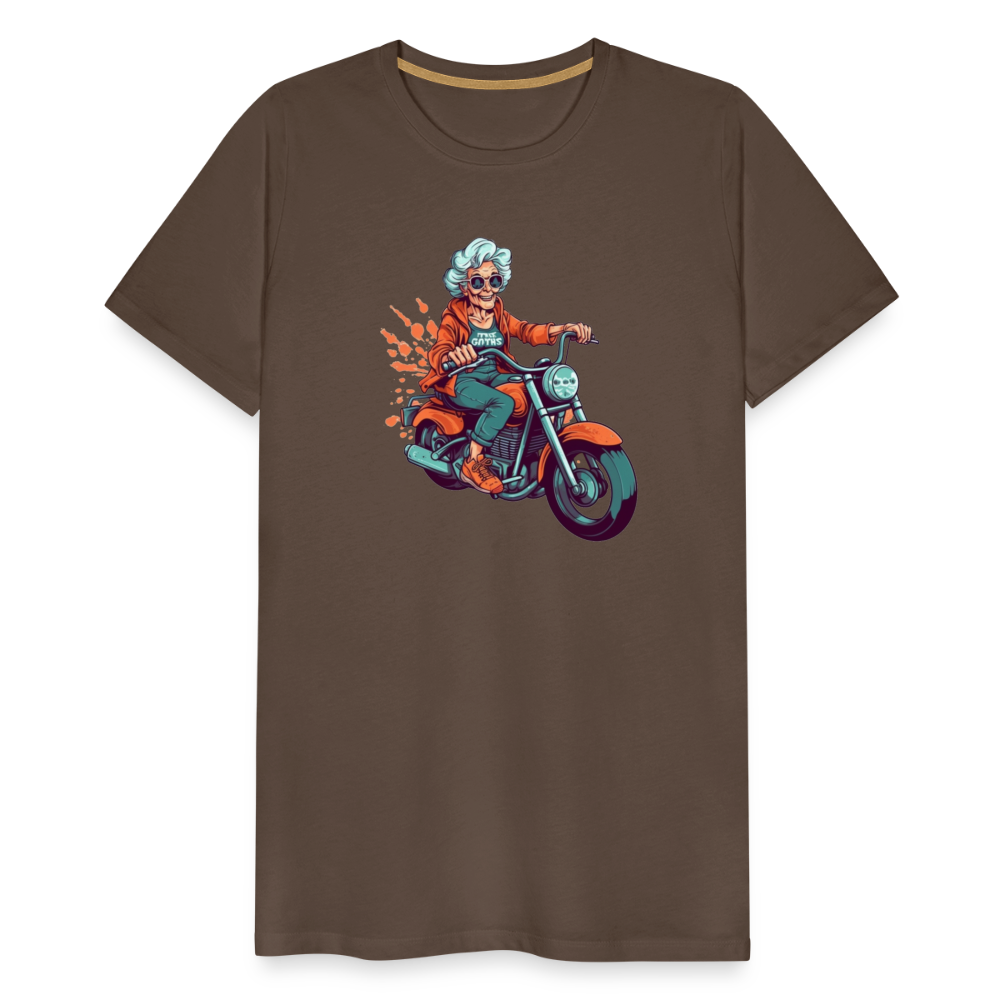 Coole alte Biker Oma - Motorrad Omi  - Männer T-Shirt - Edelbraun