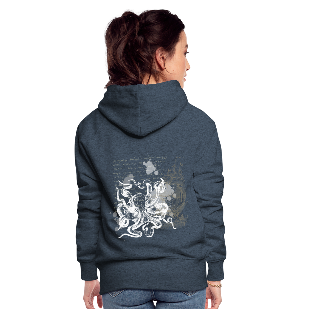 Vintage Steampunk Oktopus Motiv - Frauen Premium Hoodie - Jeansblau