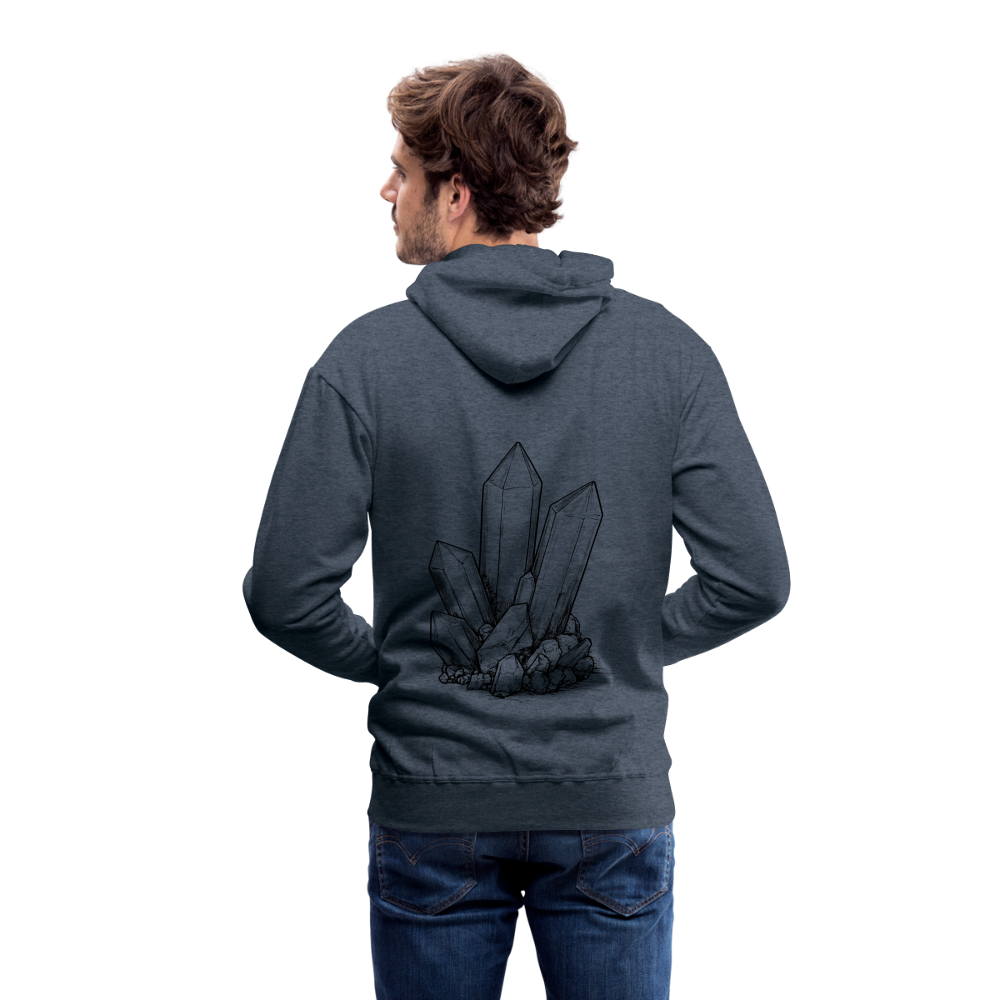 Berbau, Schlägel und Eisen, Bergkristall auf dem Rücken - Männer Premium Hoodie - Jeansblau