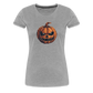 Gruseliger Horror Kürbis -Happy Halloween - Frauen Premium T-Shirt - Grau meliert